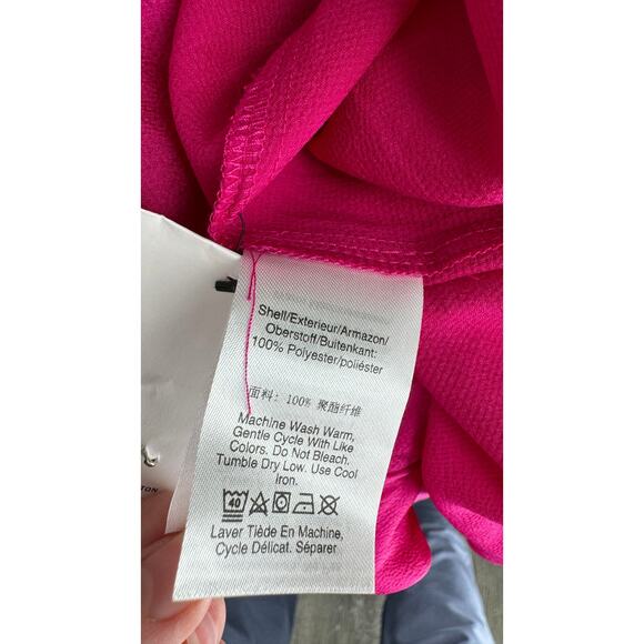 DKNY Womens Satin Faux Wrap Blouse Pink Size Small New Long Sleeve V Neck - Picture 9 of 9